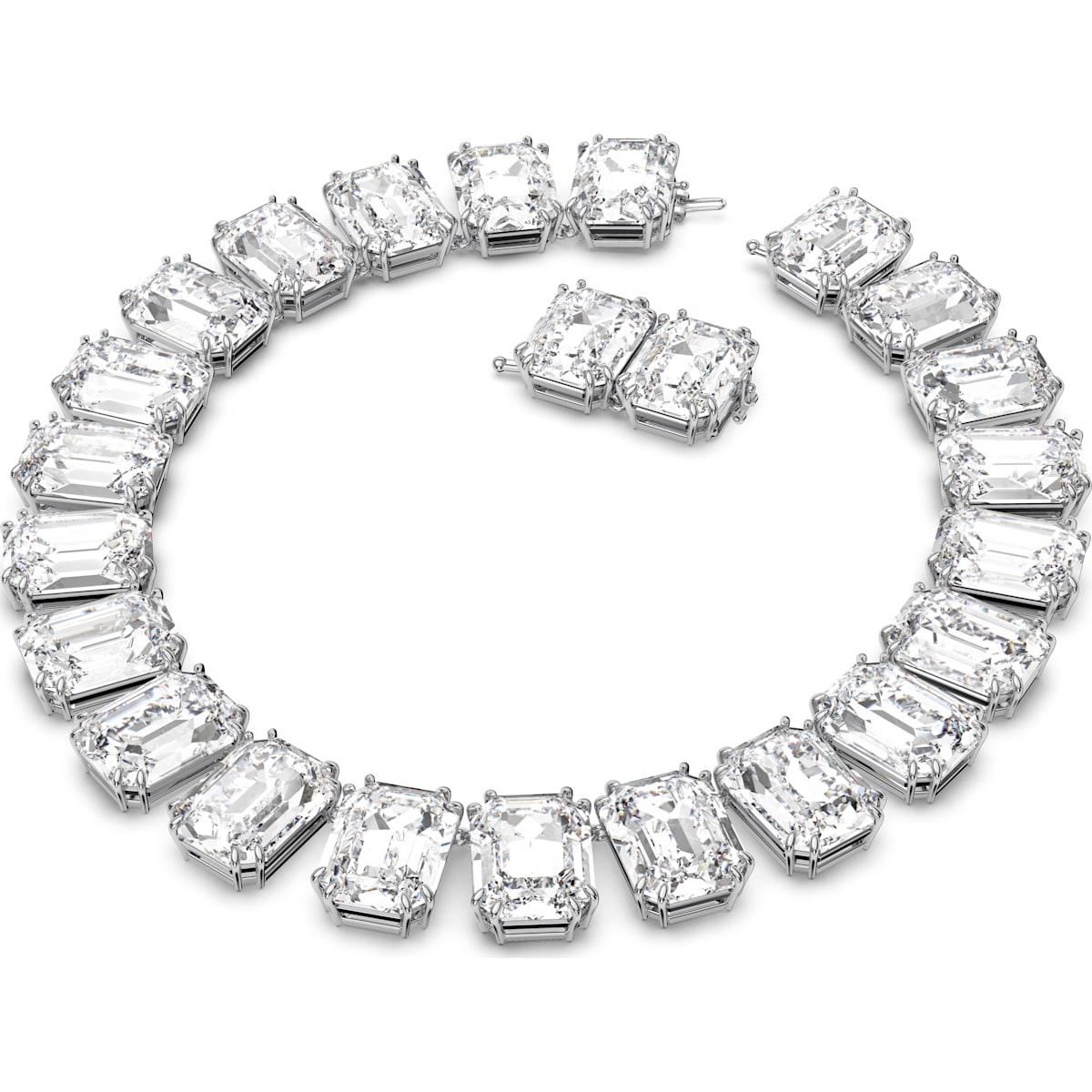 Swarovski - Millenia Halskette, Kristalle mit Oktagon-Schliff, Weiss, Rhodiniert - CRYSTAL UNTERBERGER