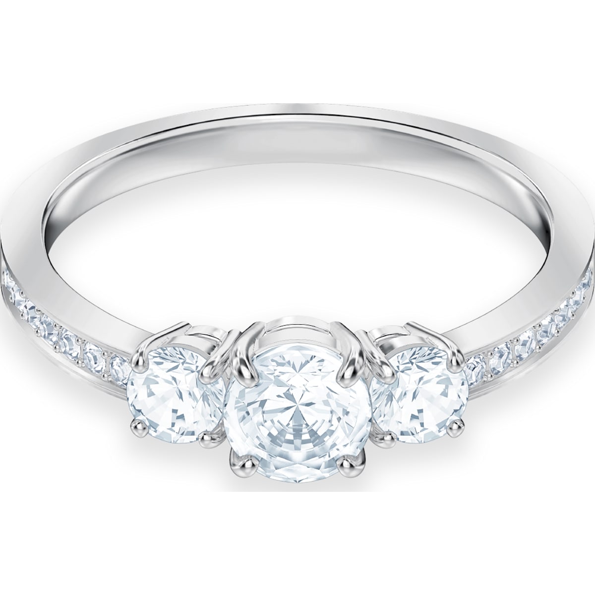 Swarovski - Attract Trilogy Ring, Rund, Weiss, Rhodiniert - CRYSTAL UNTERBERGER