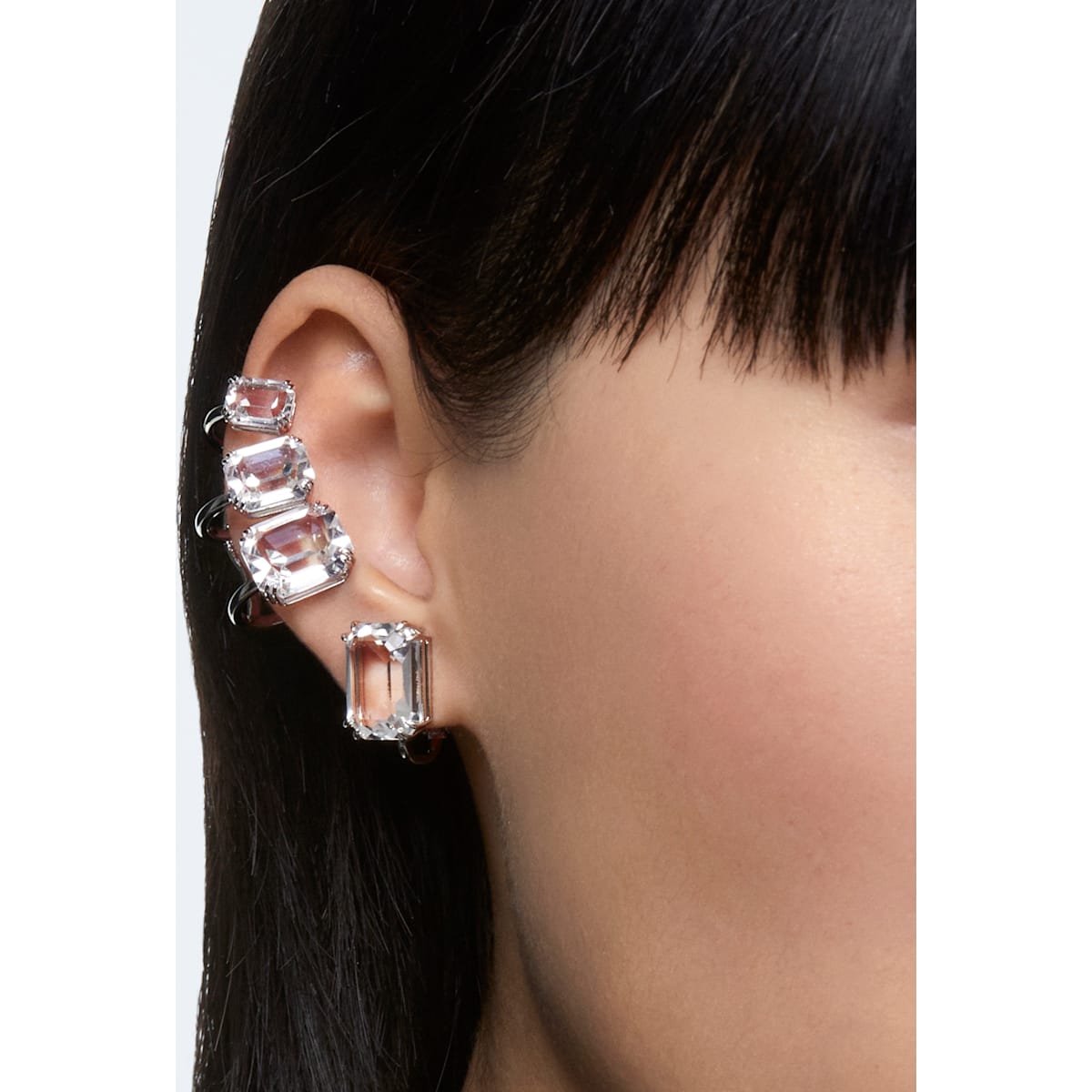 Swarovski - Mesmera Ohrclip, Einzel, Kristall im Oktagon-Schliff, Rhodiniert - CRYSTAL UNTERBERGER