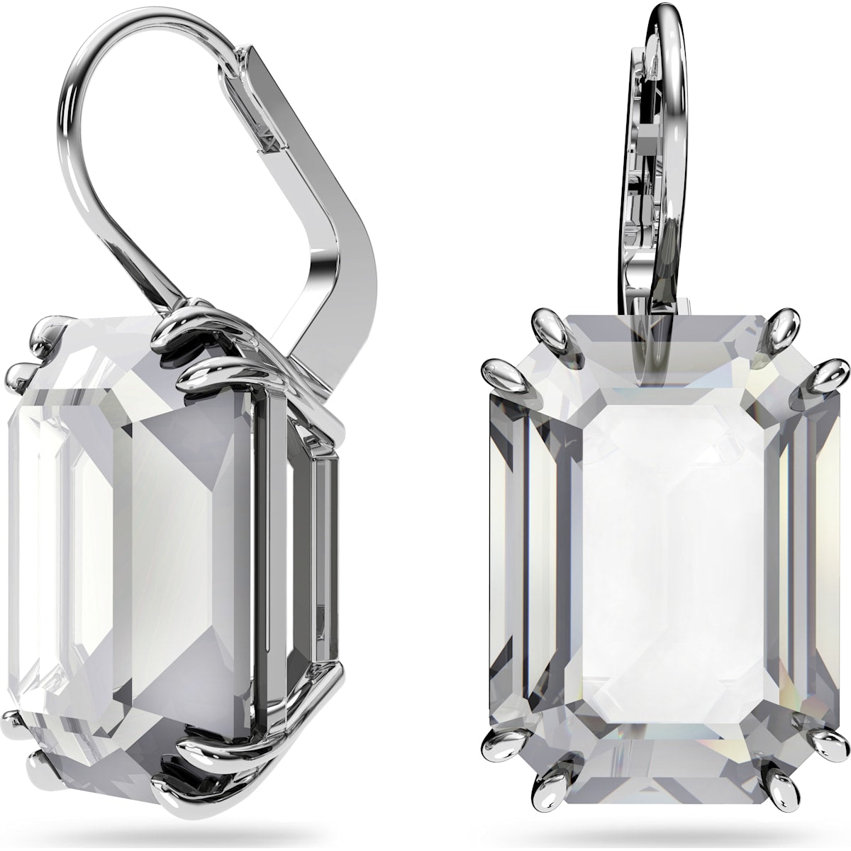 Swarovski - Millenia Drop-Ohrhänger Oktagon-Schliff, Graue, Rhodiniert - CRYSTAL UNTERBERGER