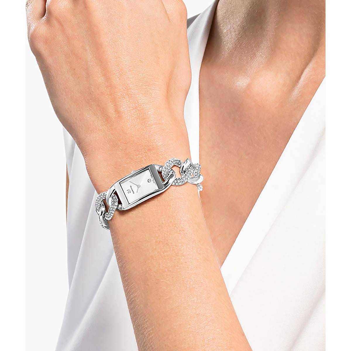 Swarovski - Cocktail Uhr, Metallarmband, Silberfarben, Edelstahl - CRYSTAL UNTERBERGER