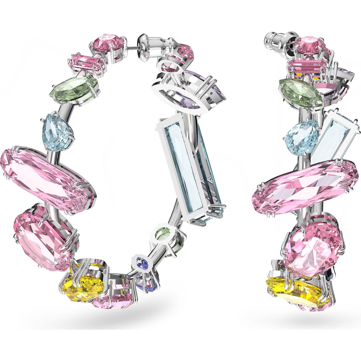 Swarovski - Gema Kreolen, Präzise geschliffene Kristalle, Mehrfarbig, Rhodiniert - CRYSTAL UNTERBERGER
