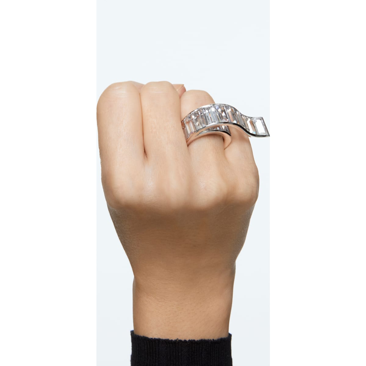 Swarovski - Matrix Ring, Weiss, Rhodiniert - CRYSTAL UNTERBERGER