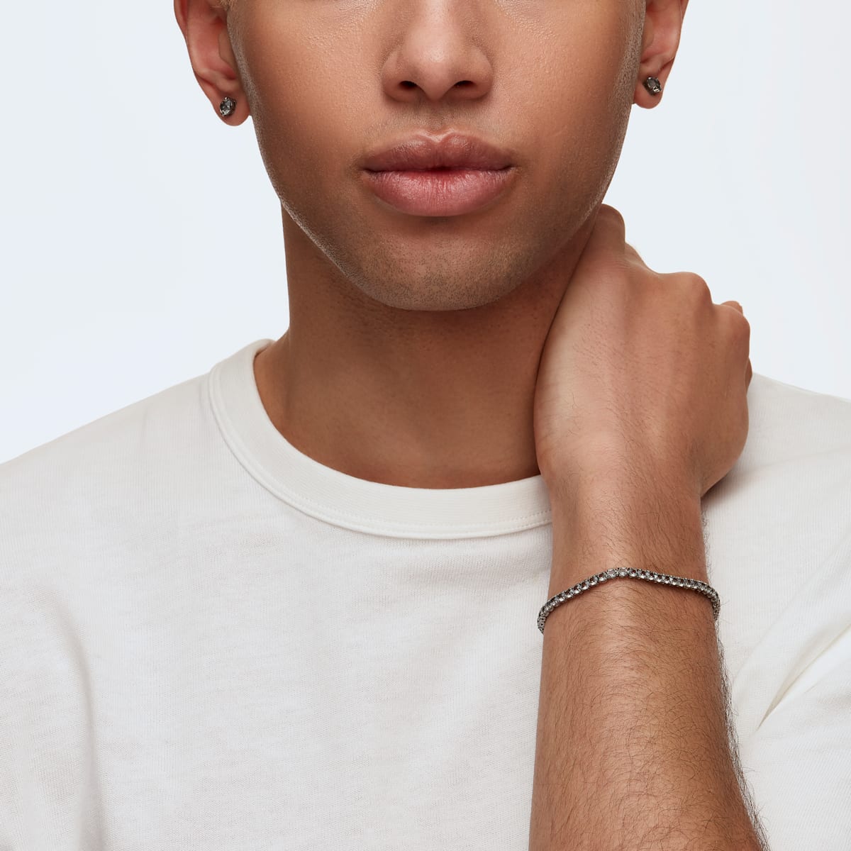 Swarovski - Tennis Deluxe Armband, Rund, Grau, Rutheniert - CRYSTAL UNTERBERGER