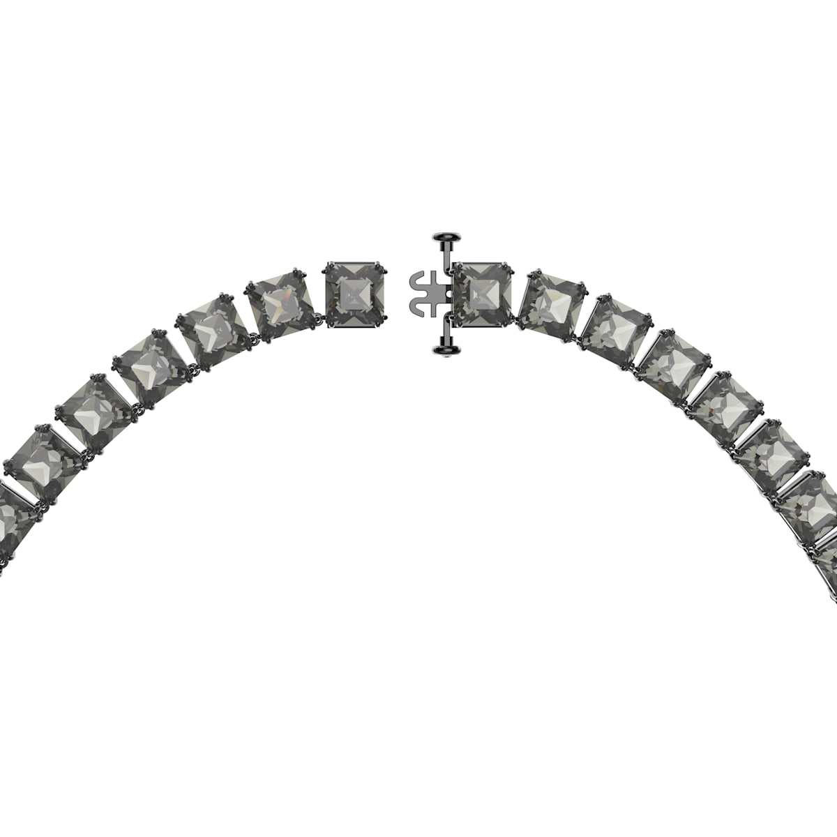 Swarovski - Millenia Halskette, Kristalle im Quadrat-Schliff, Lang, Grau, Rhodiniert - CRYSTAL UNTERBERGER