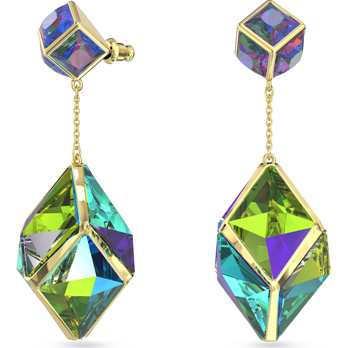 Swarovski - Curiosa Drop-Ohrhänger, Swarovski Zirkonia, Grün, Goldlegierungsschicht - CRYSTAL UNTERBERGER