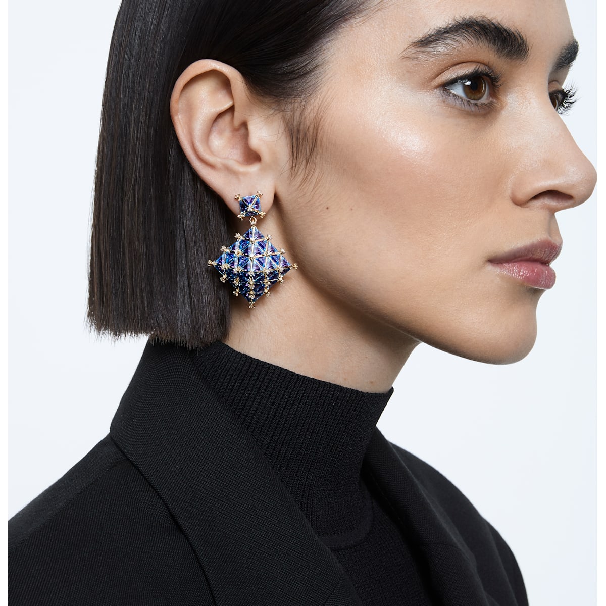 Swarovski - Curiosa Ohrstecker, Einzel, Blau, Goldlegierungsschicht - CRYSTAL UNTERBERGER