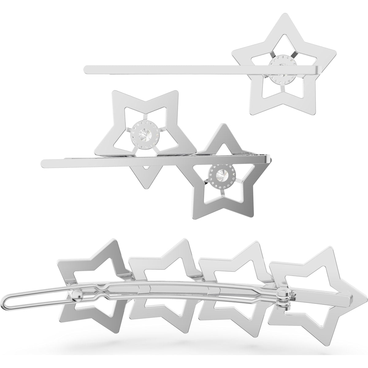 Swarovski - STA002 Haarclip, Set (3), Weiss, Rhodiniert - CRYSTAL UNTERBERGER