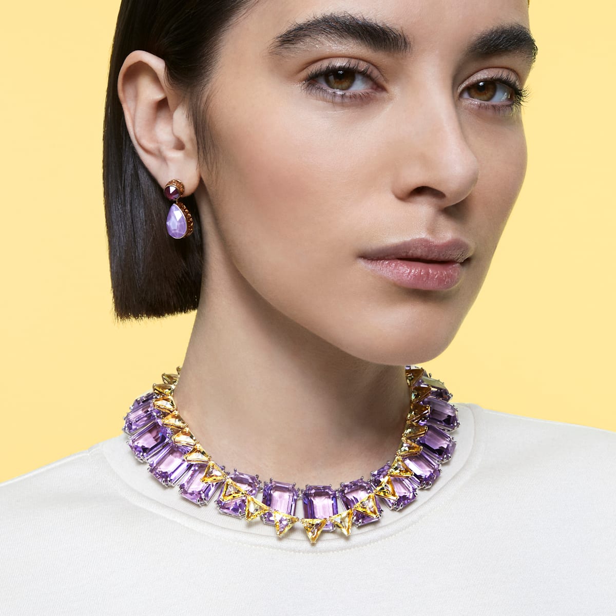 Swarovski - Millenia Halskette, Kristalle mit Oktagon-Schliff, Violett, Rhodiniert - CRYSTAL UNTERBERGER