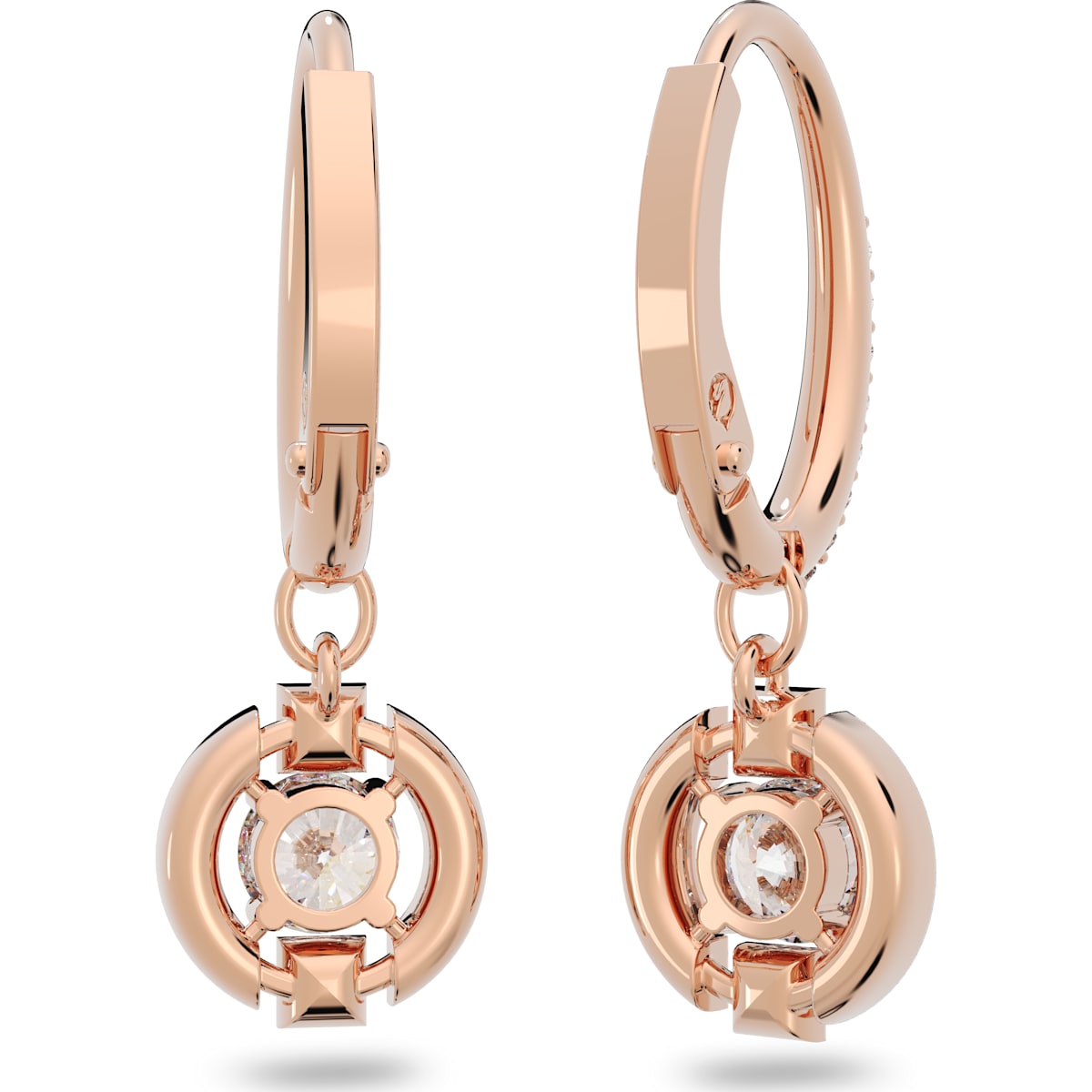 Swarovski - Swarovski Sparkling Dance Round Ohrringe, Weiss, Rosegold-Legierungsschicht - CRYSTAL UNTERBERGER