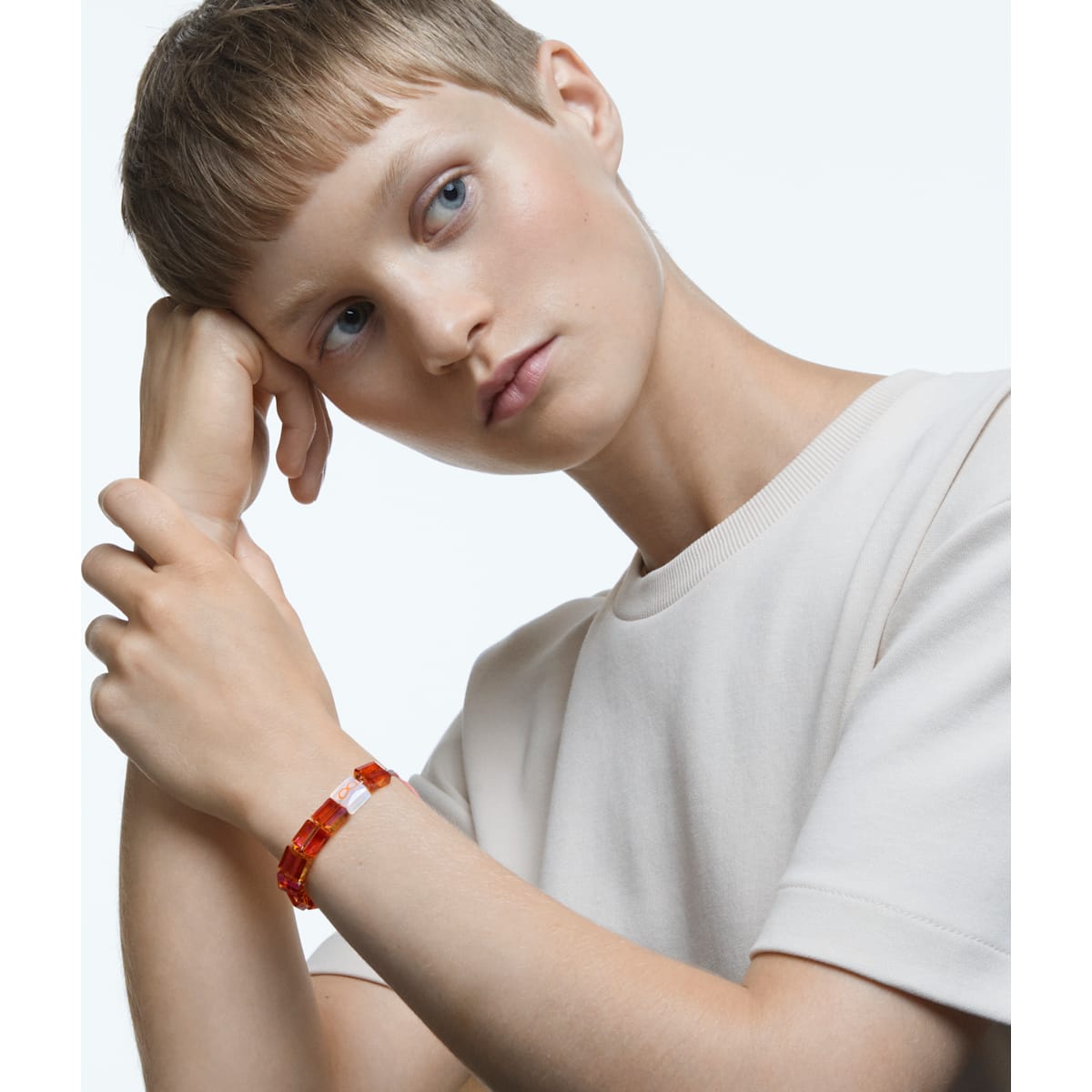 Swarovski - Letra Armband, Unendlichkeit, Orange, Rhodiniert - CRYSTAL UNTERBERGER