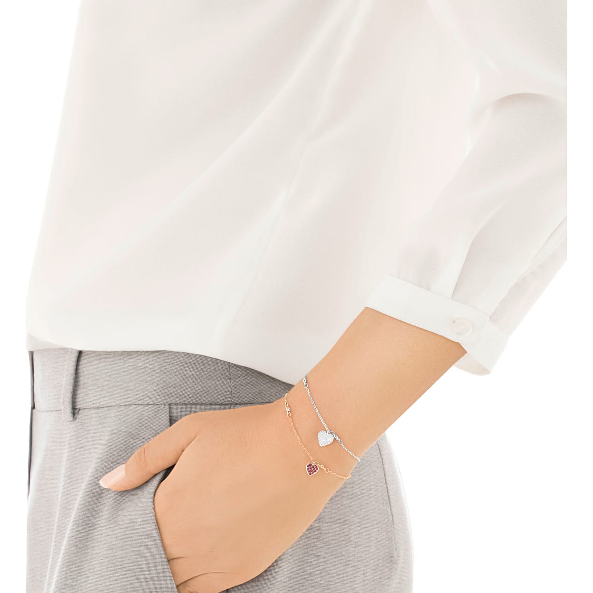 Swarovski - Crystal Wishes Heart Set Armband, Herz, Rot, Metallmix - CRYSTAL UNTERBERGER