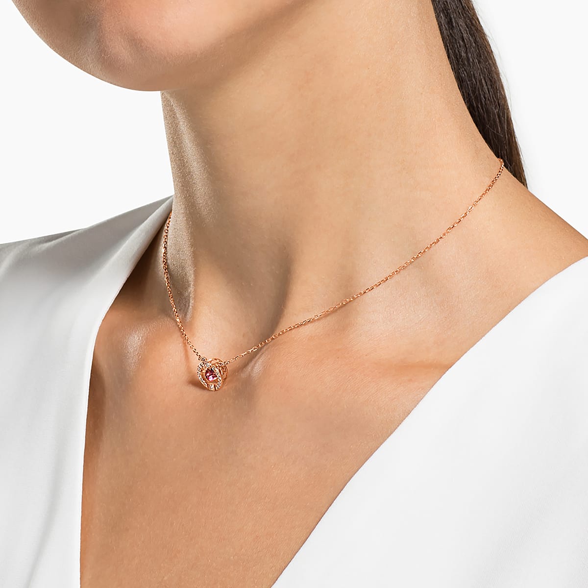 Swarovski - Swarovski Sparkling Dance Halskette, Rund, Rot, Rosegold-Legierungsschicht - CRYSTAL UNTERBERGER