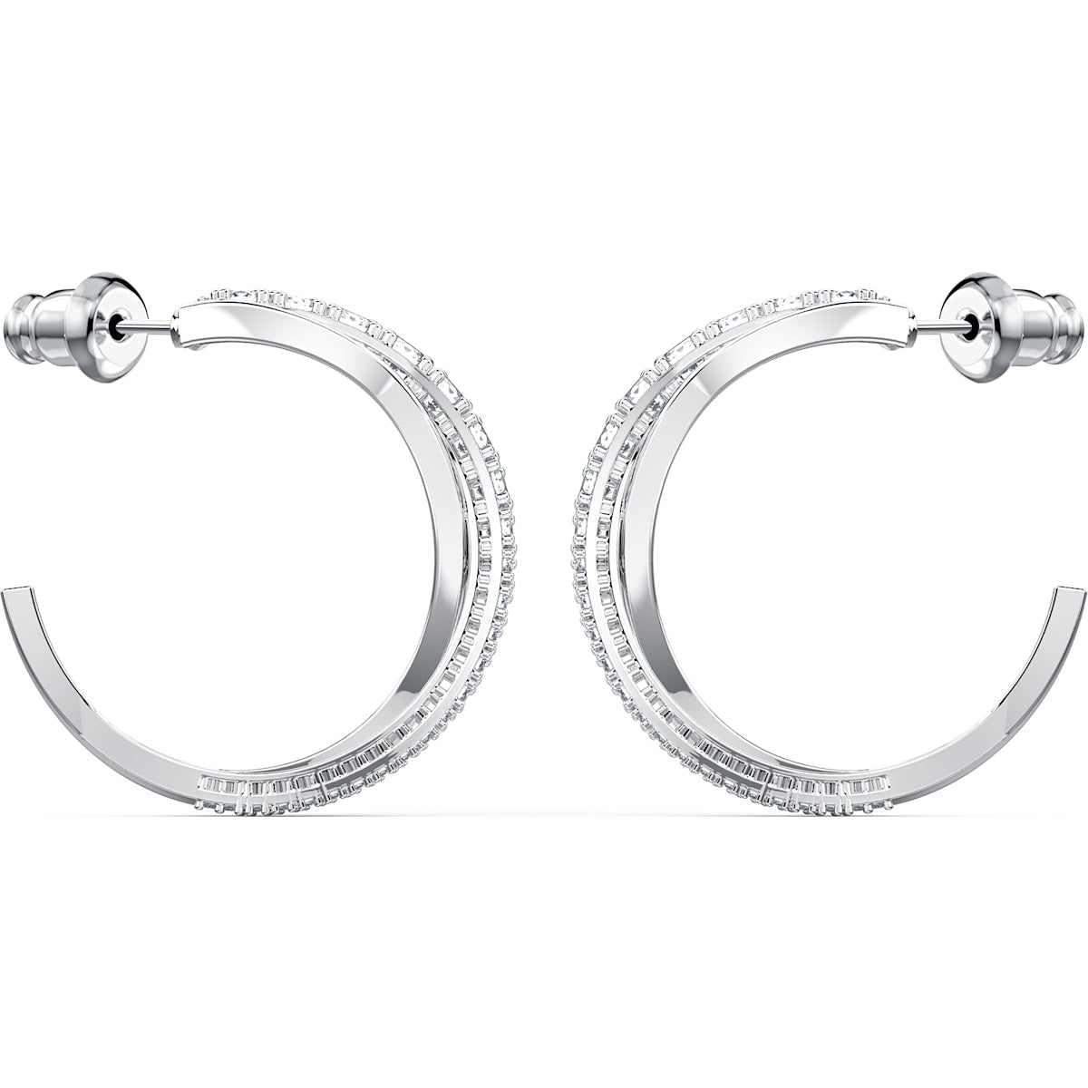 Swarovski - Twist Kreolen, Weiss, Rhodiniert - CRYSTAL UNTERBERGER