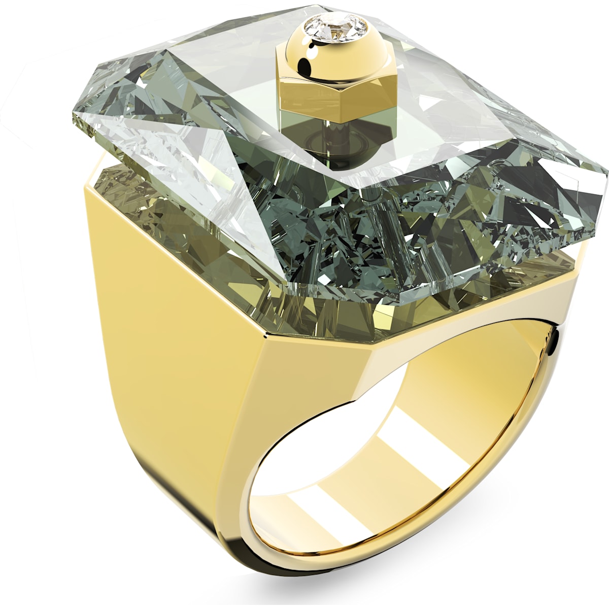Swarovski - Numina Ring Oktagon-Schliff, Grau, Goldlegierungsschicht - CRYSTAL UNTERBERGER