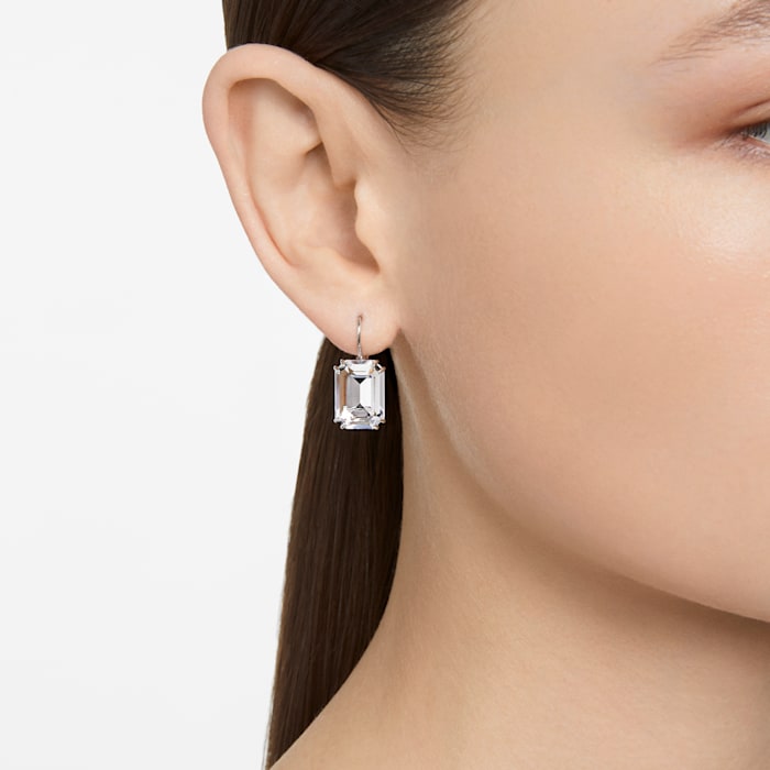 Millenia Drop-Ohrhänger Oktagon-Schliff, Graue, Rhodiniert - CRYSTAL UNTERBERGER