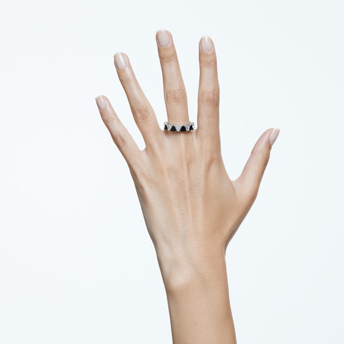 Swarovski - Ortyx Cocktailring Trilliant-Schliff, Schwarz, Rhodiniert - CRYSTAL UNTERBERGER