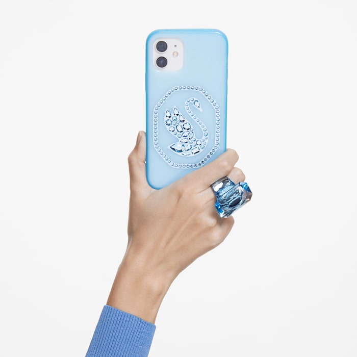Swarovski - Smartphone Schutzhülle Schwan, iPhone® 13, Blau - CRYSTAL UNTERBERGER
