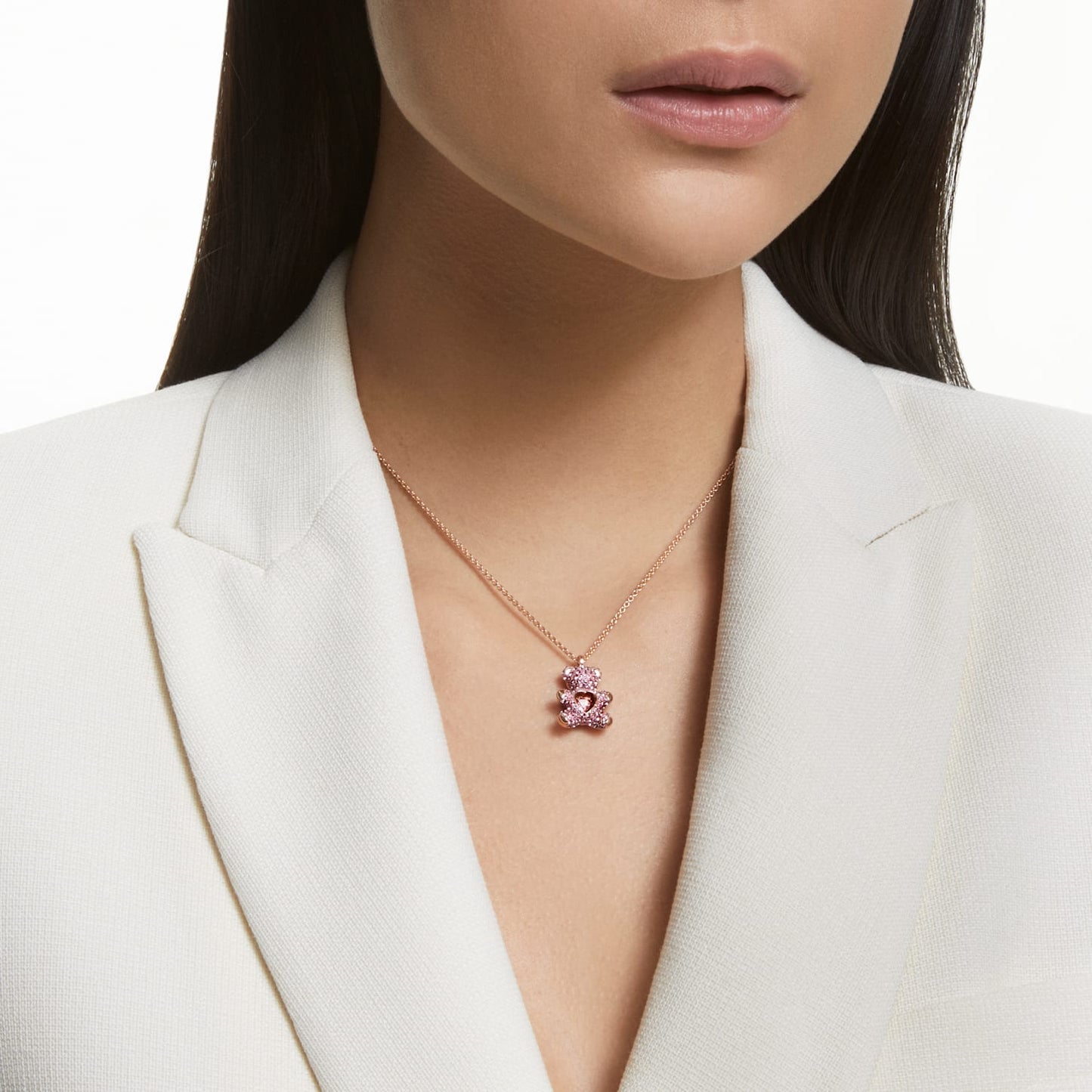 Swarovski - Teddy Anhänger Rosa, Roségold-Legierungsschicht - CRYSTAL UNTERBERGER
