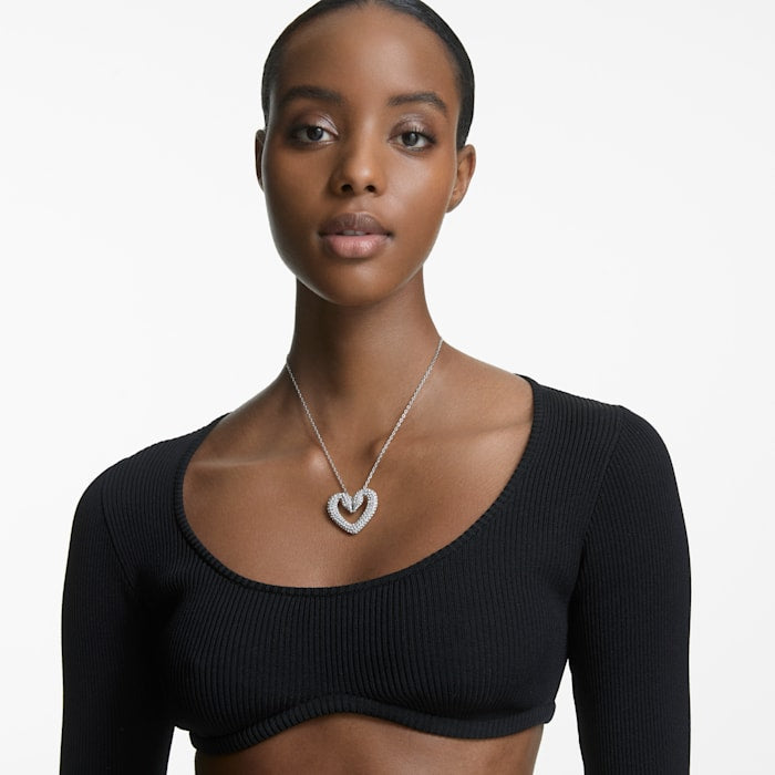 Swarovski - Una Anhänger, Herz, Mittel, Weiß, Rhodiniert - CRYSTAL UNTERBERGER