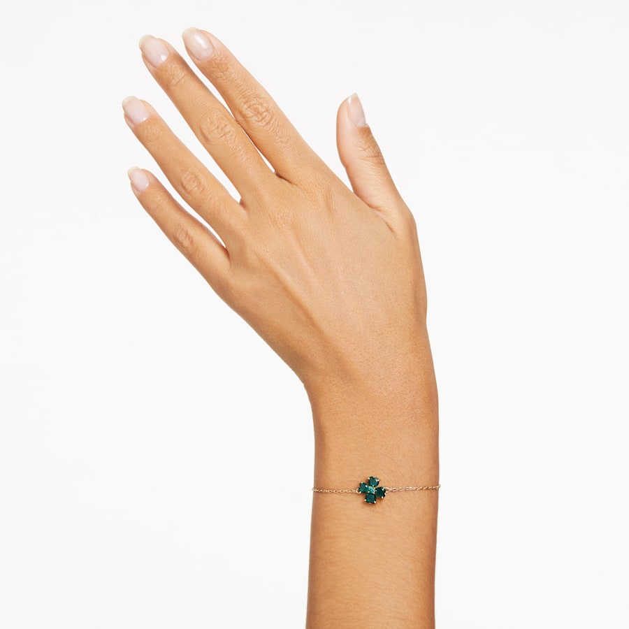 Idyllia Armband Verschiedene Schliffe, Glücksklee, Grün, Goldlegierungsschicht
