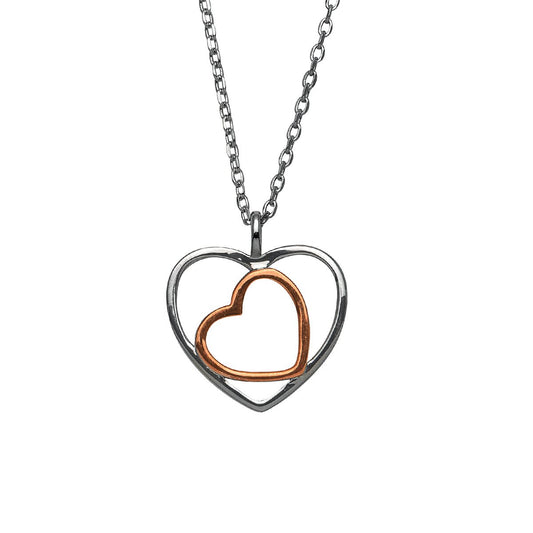 Silbercollier Herz rose