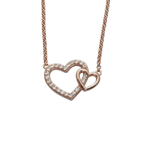 Silbercollier Herz rose