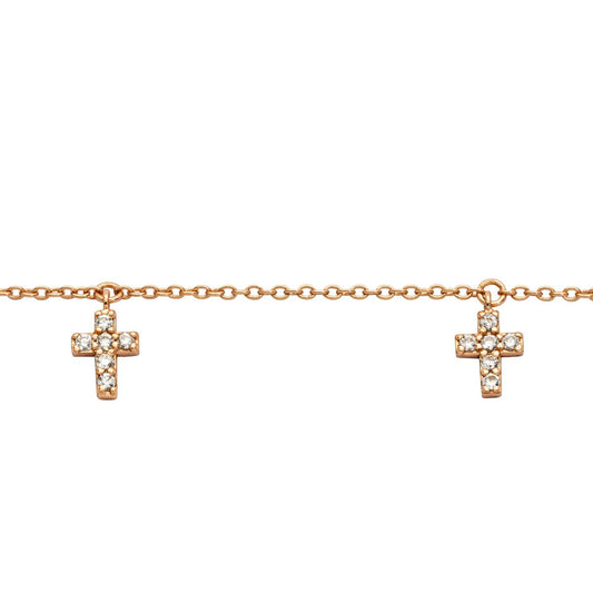 Silbercollier Kreuz rosé - CRYSTAL UNTERBERGER