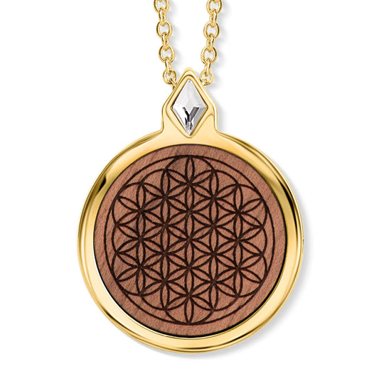 Wooden Flower Of Life Anhänger mit Kette Produktfoto