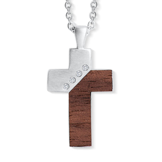 Wooden Cross Anhänger mit Kette Produktfoto