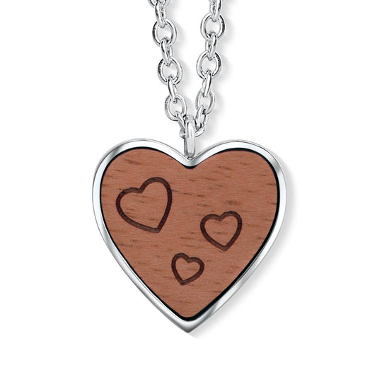 Three Wooden Hearts Anhänger mit Kette Produktfoto