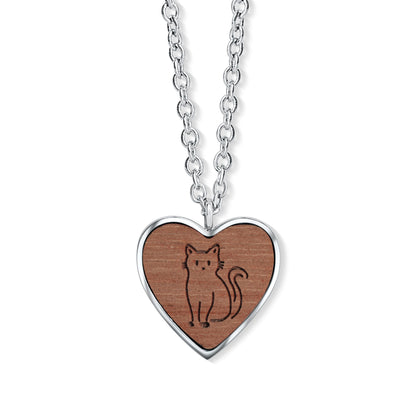 CRYSTALP - Wooden Cat Heart Pendant - CRYSTAL UNTERBERGER