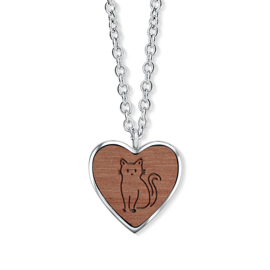 CRYSTALP - Wooden Cat Heart Pendant - CRYSTAL UNTERBERGER