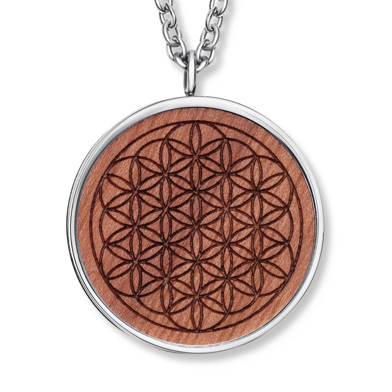 Wooden Flower Of Life Anhänger mit Kette Produktfoto