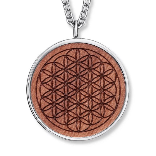 Wooden Flower Of Life Anhänger mit Kette Produktfoto