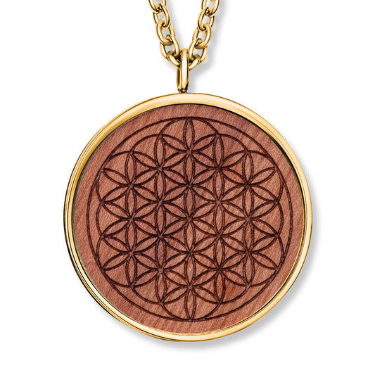 Wooden Flower Of Life Anhänger mit Kette Produktfoto
