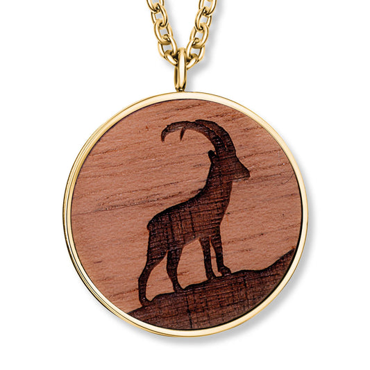 Wooden Capricorn Anhänger mit Kette Produktfoto