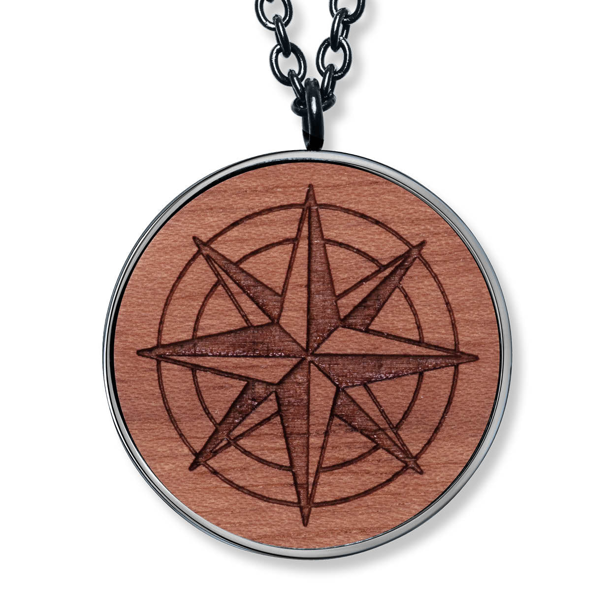 Wooden Compass Anhänger mit Kette Produktfoto