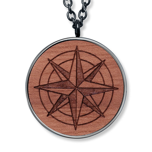 Wooden Compass Anhänger mit Kette Produktfoto