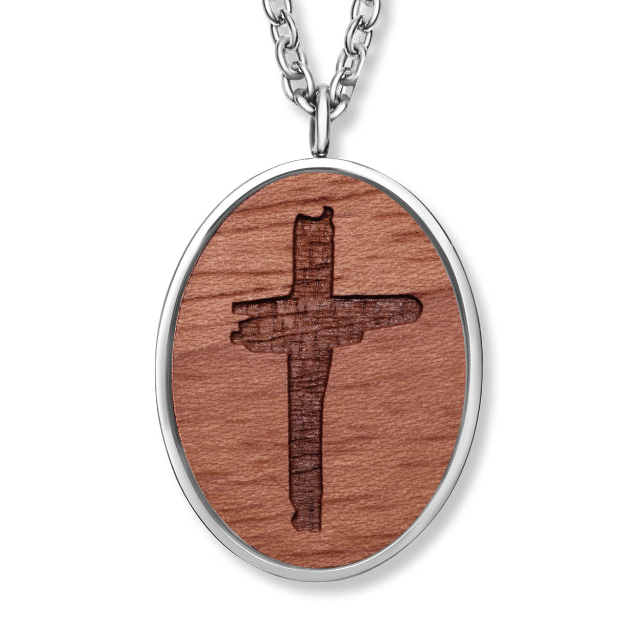Wooden Cross Anhänger mit Kette Produktfoto