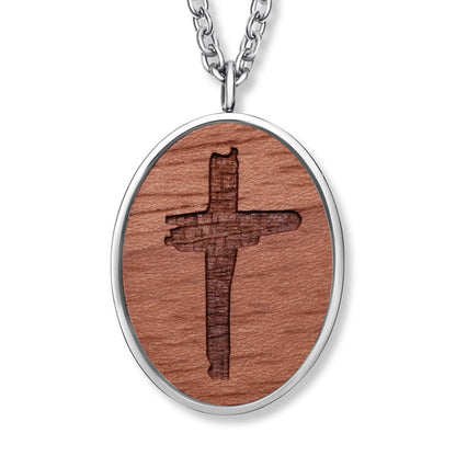 Wooden Cross Anhänger mit Kette Produktfoto