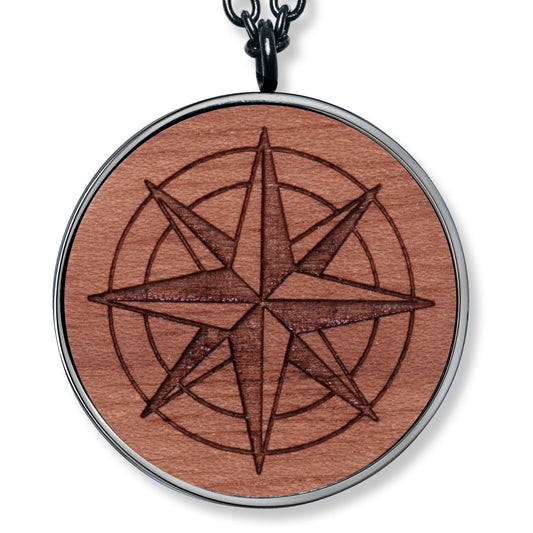 Men Wooden Compass Anhänger mit Kette Produktfoto