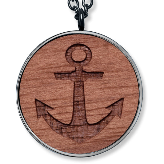 Men Wooden Anchor Anhänger mit Kette Produktfoto
