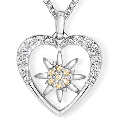 CRYSTALP - edelweiss mini heart pendant  15mm 42+5cm - CRYSTAL UNTERBERGER