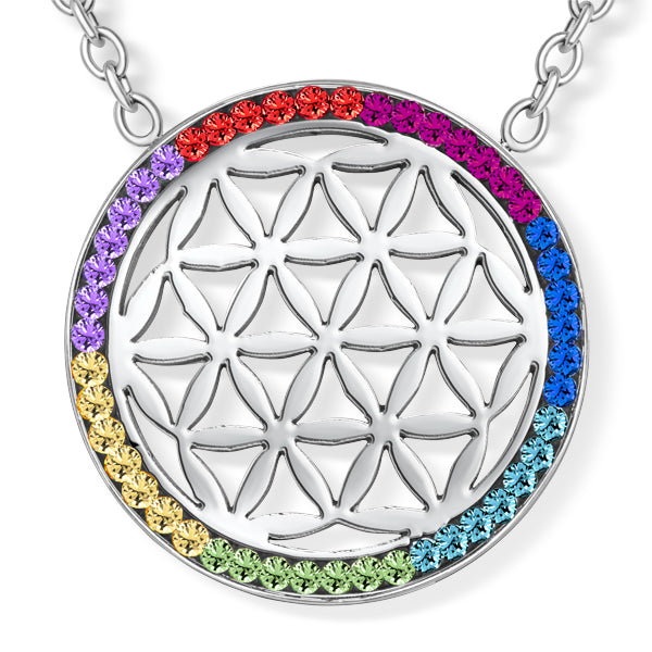 Chakra Flower Of Life Anhänger mit Kette Produktfoto