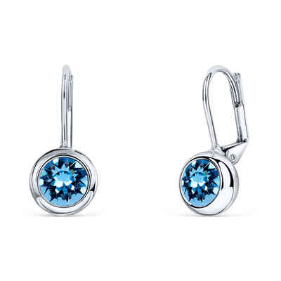 CRYSTALP - round solitaire hangingearrings  9mm - CRYSTAL UNTERBERGER