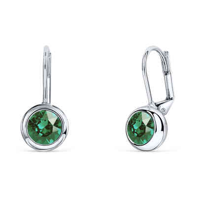 CRYSTALP - round solitaire hangingearrings  9mm - CRYSTAL UNTERBERGER