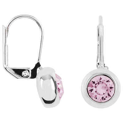 CRYSTALP - round solitaire hangingearrings  9mm - CRYSTAL UNTERBERGER