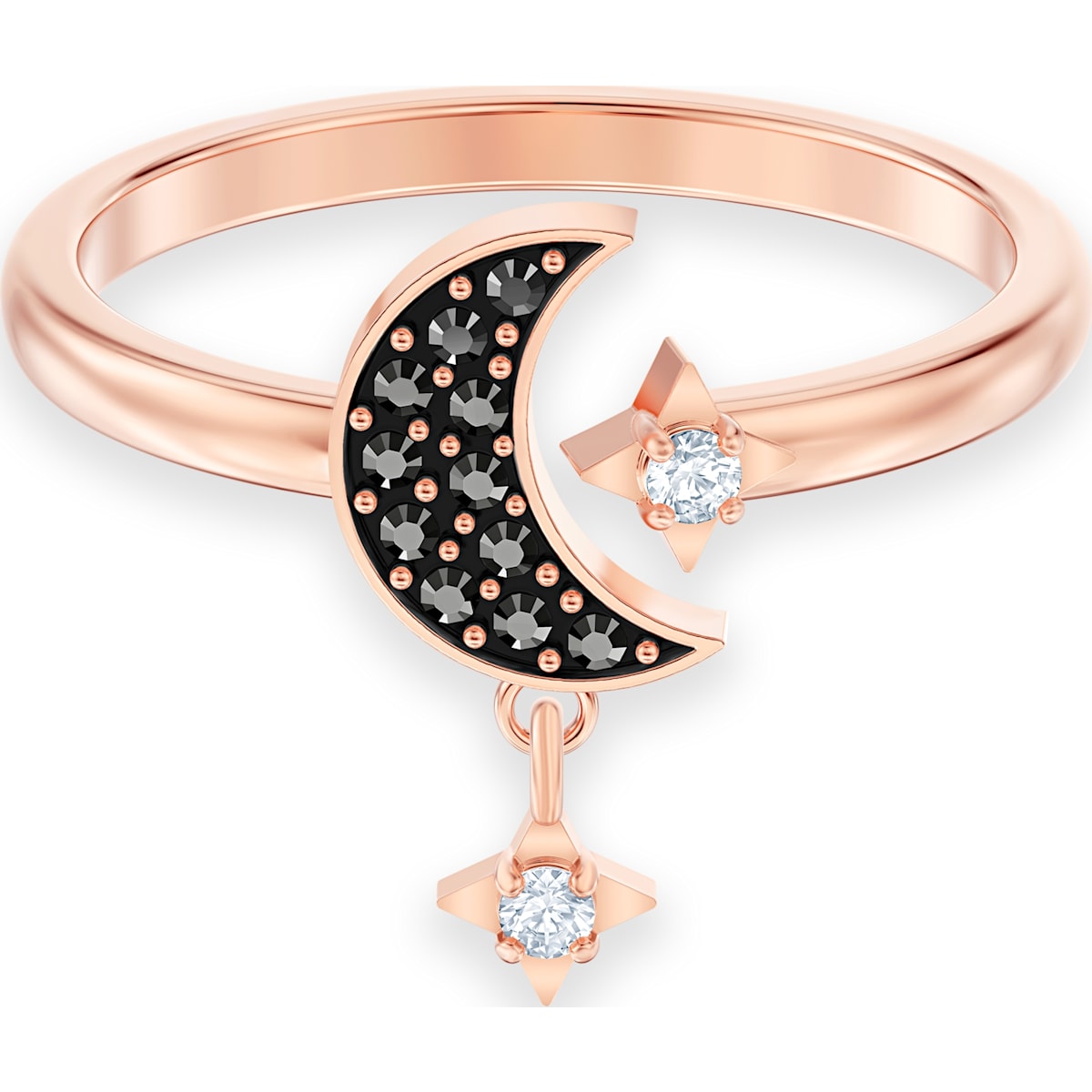 Swarovski - Swarovski Symbolic Moon Motivring- schwarz- Rose vergoldet - CRYSTAL UNTERBERGER