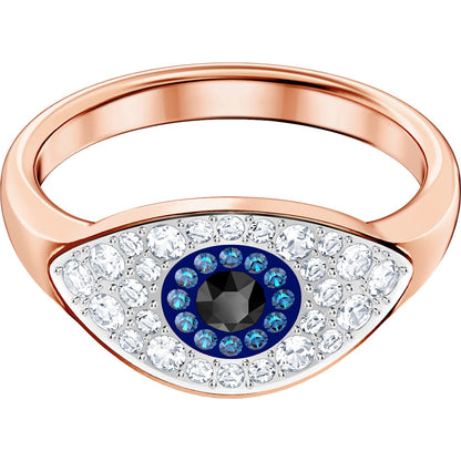 Swarovski - Swarovski Symbolic Ring- Böser Blick- Blau- Rosegold-Legierung - CRYSTAL UNTERBERGER